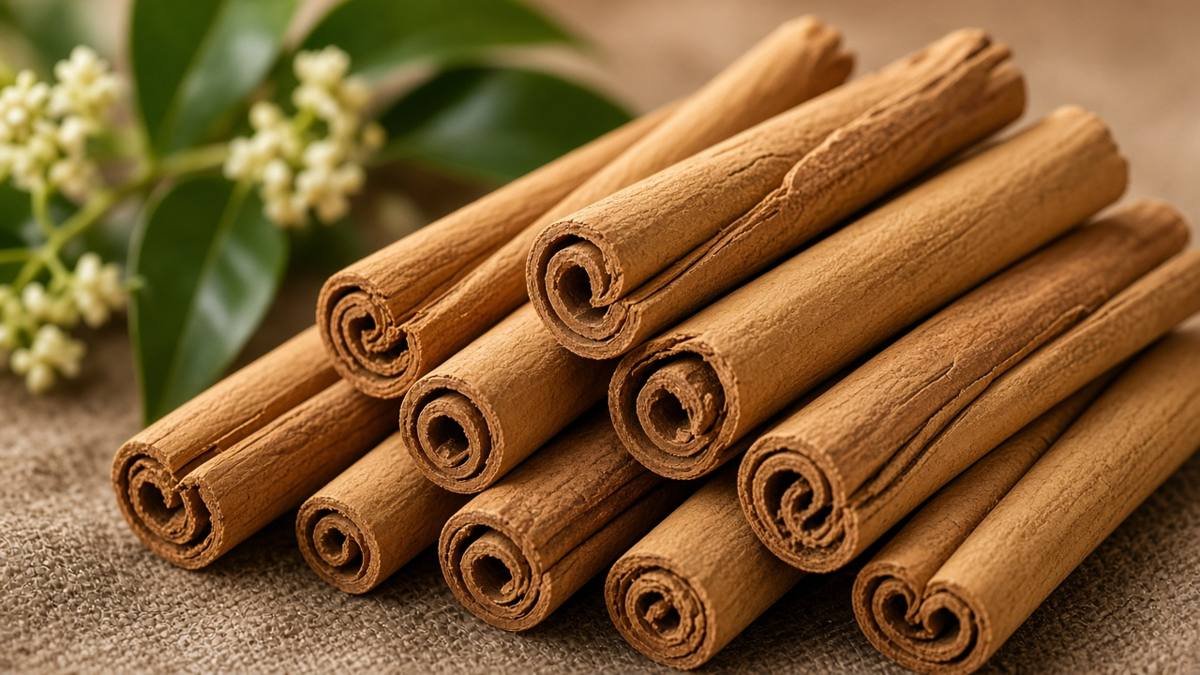 Close-up of Ceylon cinnamon quills